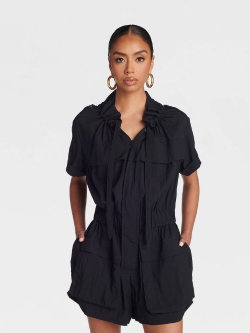 KBB by KAHLANA Short Sleeve 'The Utility Romper' - Deep Navy Blue M